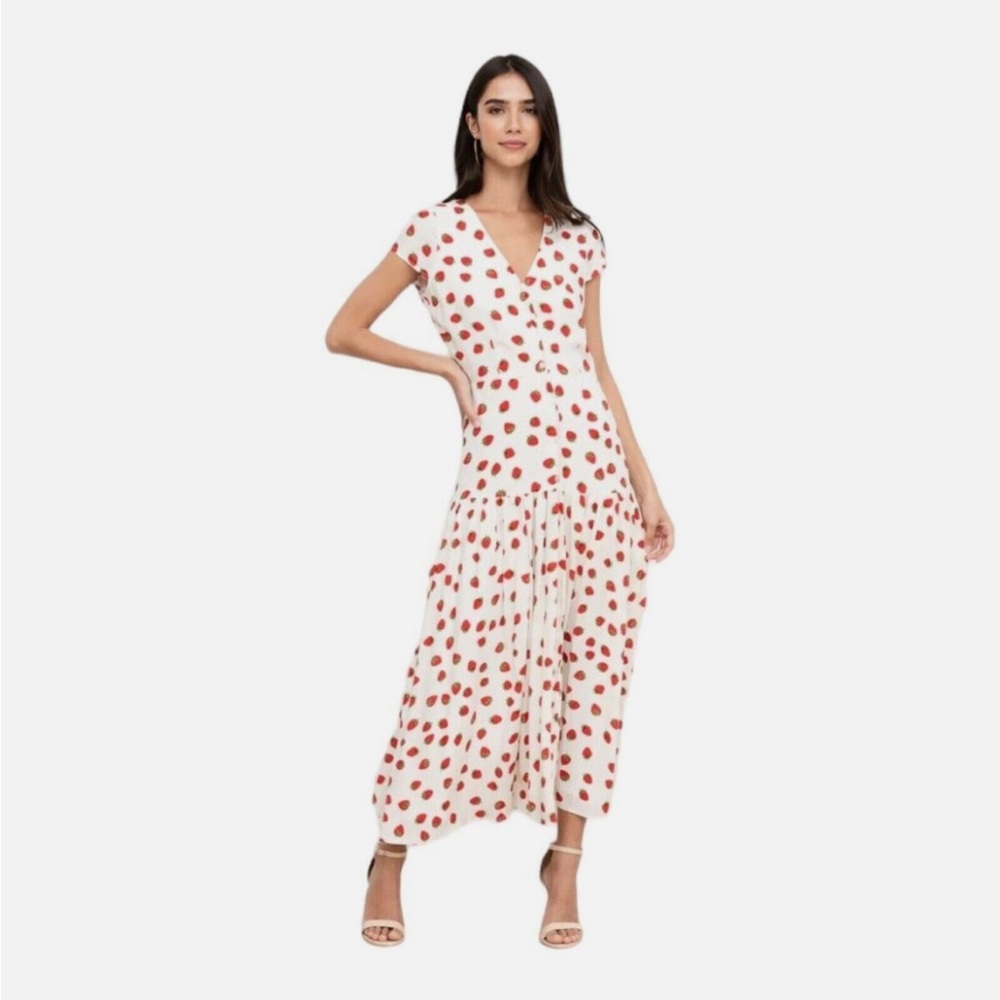 Strawberry Print Midi/Maxi Dress - Red and White